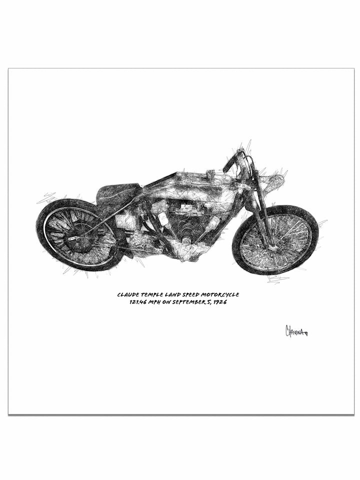 Claude Temple Land Speed Motorcycle Square Edition - Square Editions - Christina Stefani - Stefani Fine Art