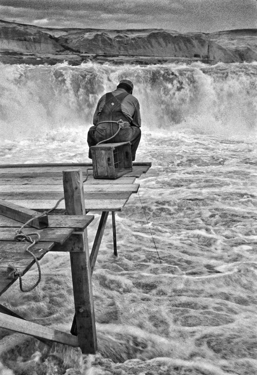 Celilo Falls Richard Stefani Final Moments black and white historic art photograph at Stefani Fine Art.