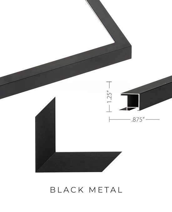Black metal box style frame dimensions